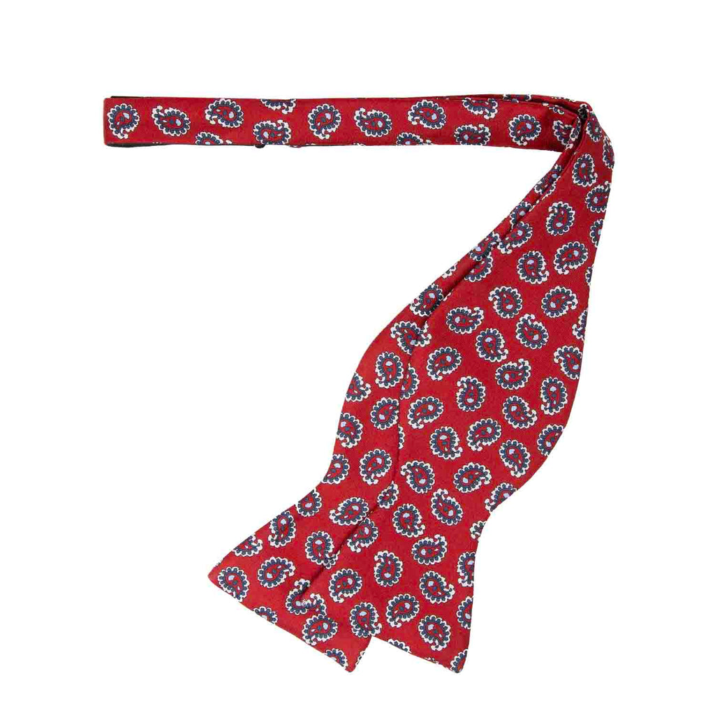 Red Paisley Self-Tie Silk Bow Tie Serà Fine Silk
