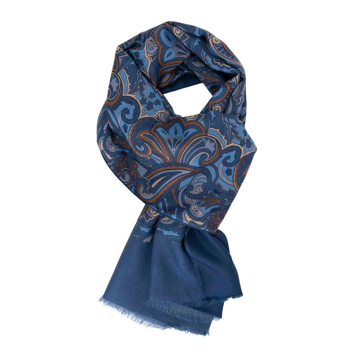 Foulard En Soie 100% Marron Motif Paisley - Neuf Sans étiquette, Style Ascot Pour Homme