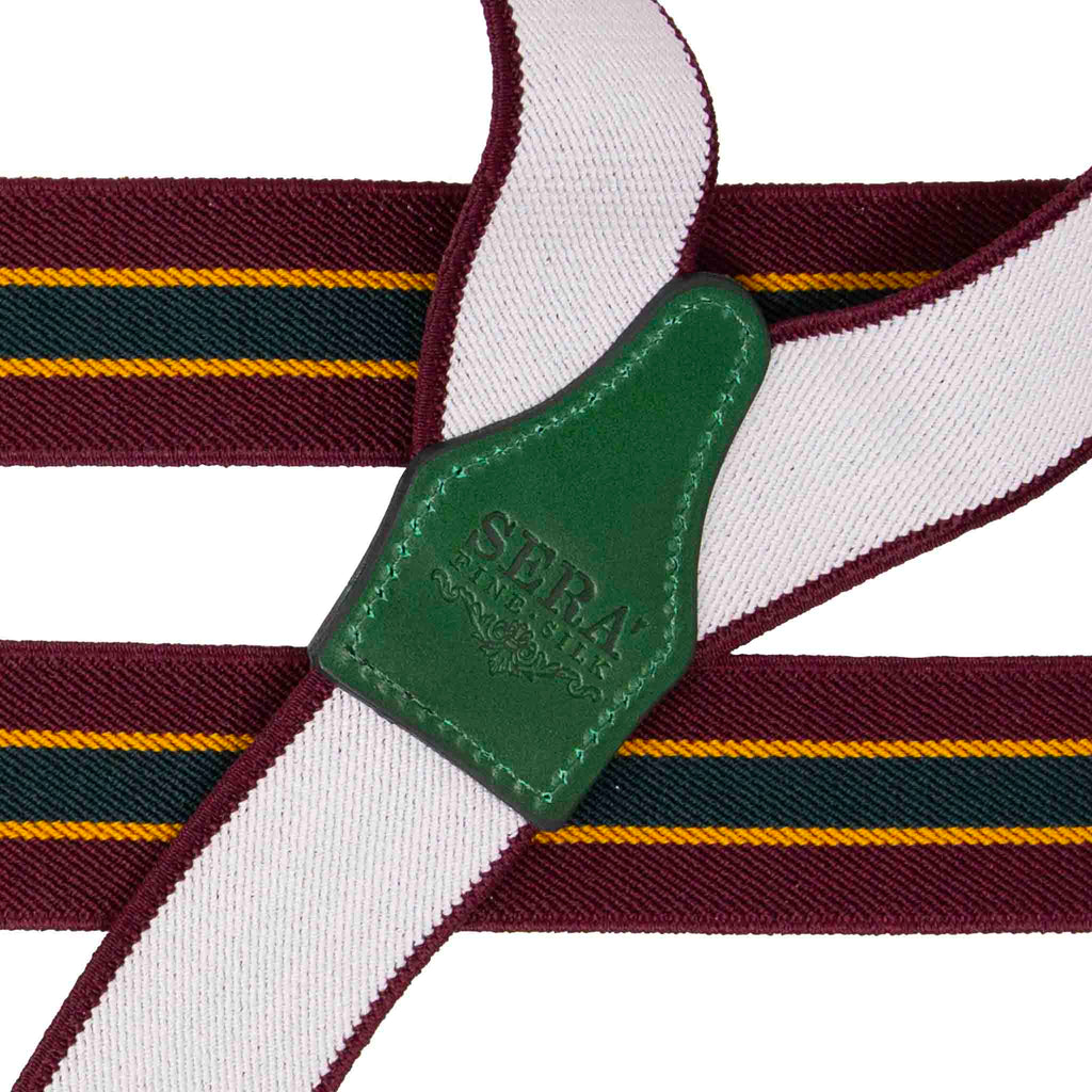 Regimental Burgundy Elastic Suspenders Serà Fine Silk