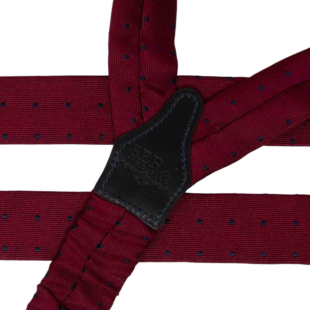 Burgundy Dotted Jacquard Silk Suspenders Serà Fine Silk