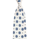 White Silk Tie with Light Blue Big Medallions