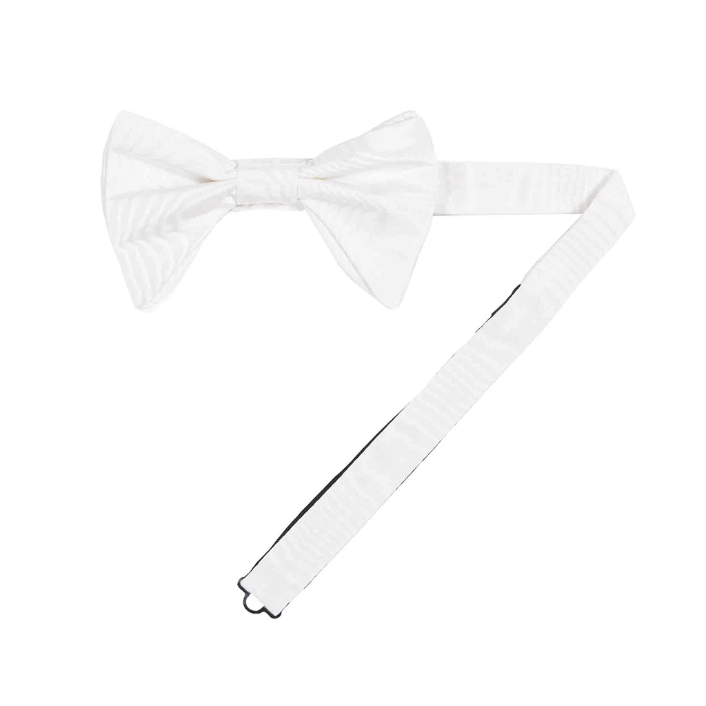 white moire silk pre tied butterfly bow tie