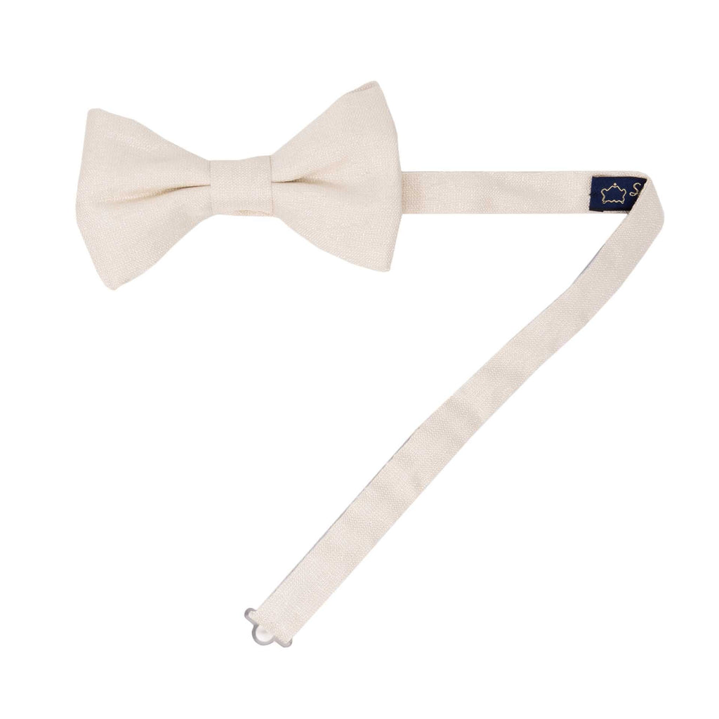 White w/ texture Pre-Tied Silk Bow Tie - sera fine silk