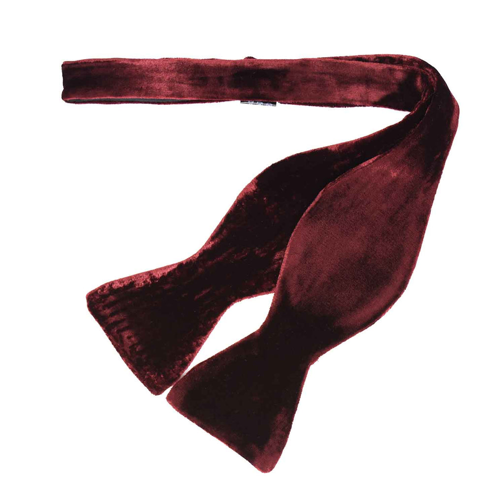 Oxblood Self-Tie Silk Velvet Bow Tie - sera fine silk