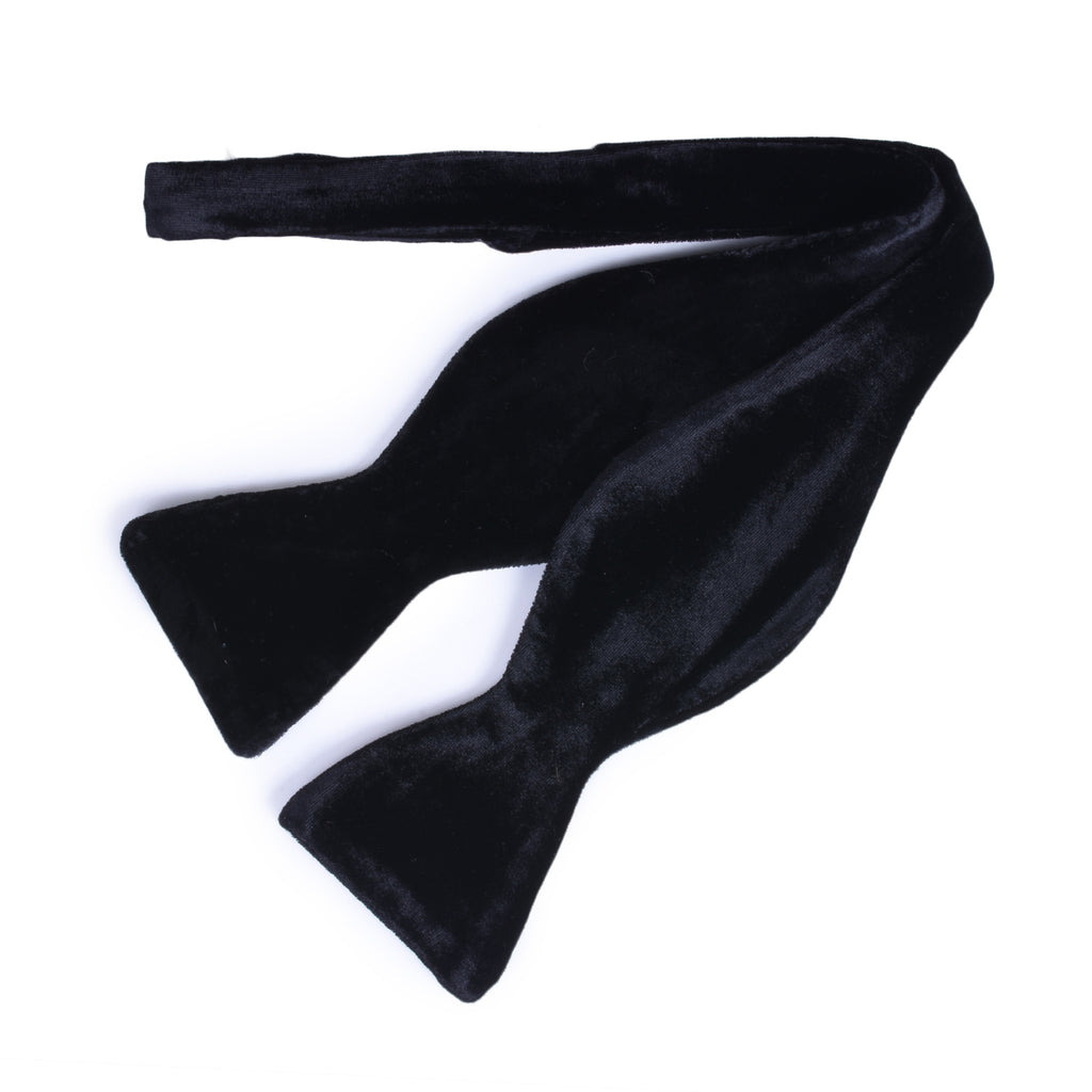 Black Self-Tie Silk Velvet Bow Tie - sera fine silk