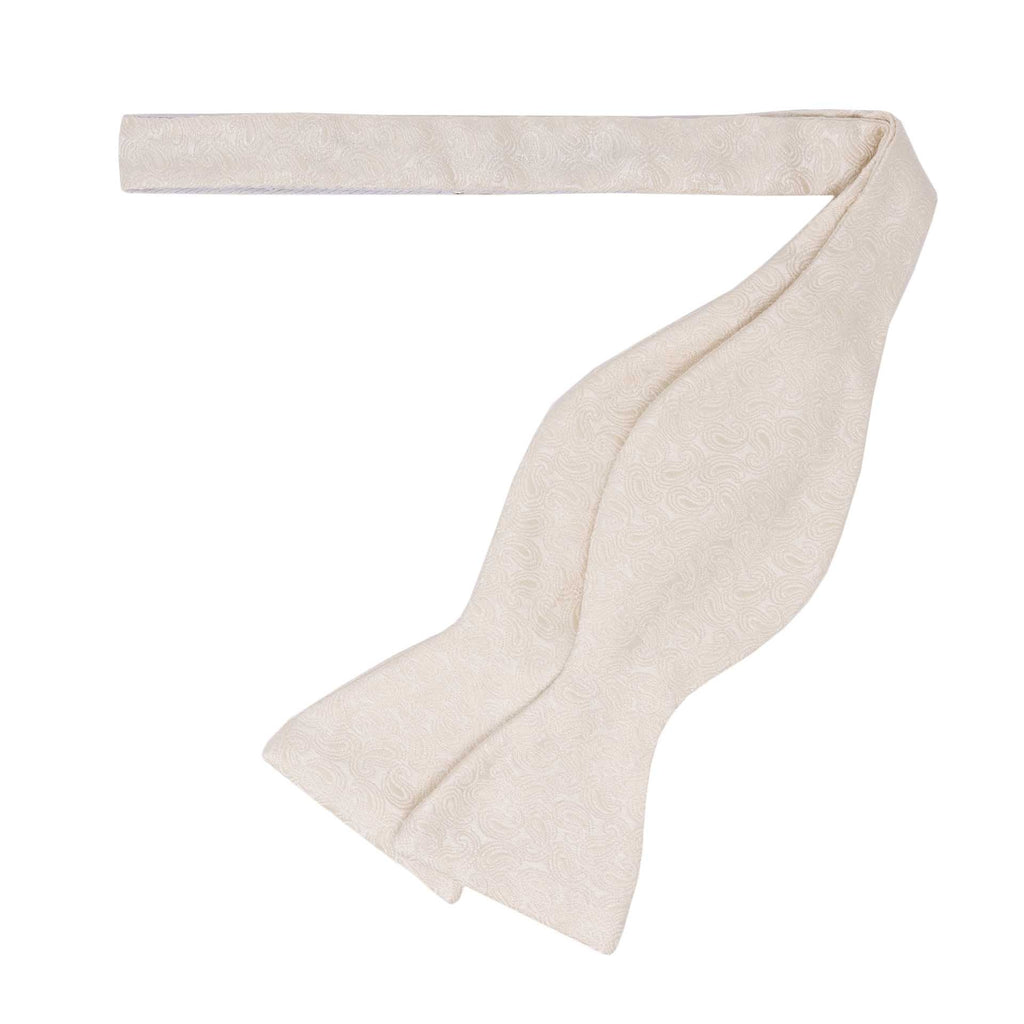 White Jacquard Pattern Self-Tie Silk Bow Tie - sera fine silk