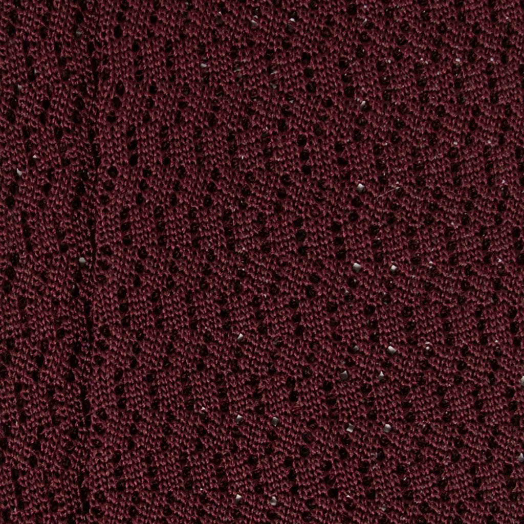 Burgundy Zig Zag V Point Knitted Silk Tie Serà Fine Silk