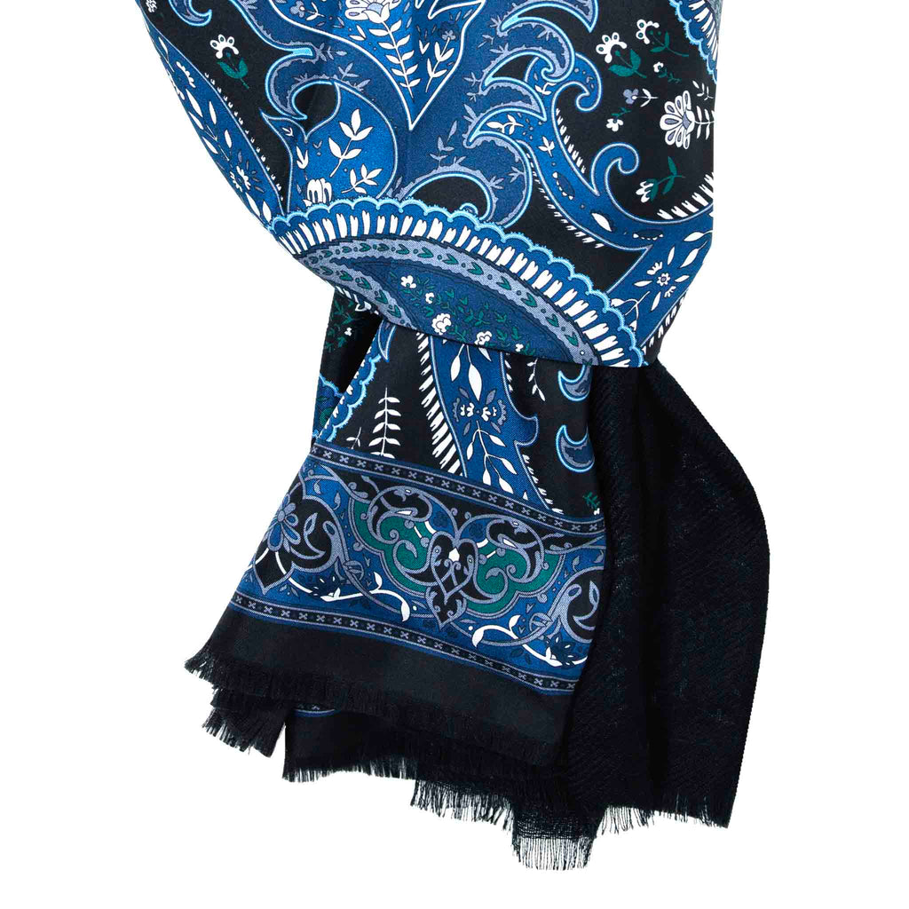 Navy and Blue Cashmere Scarf Serà Fine Silk