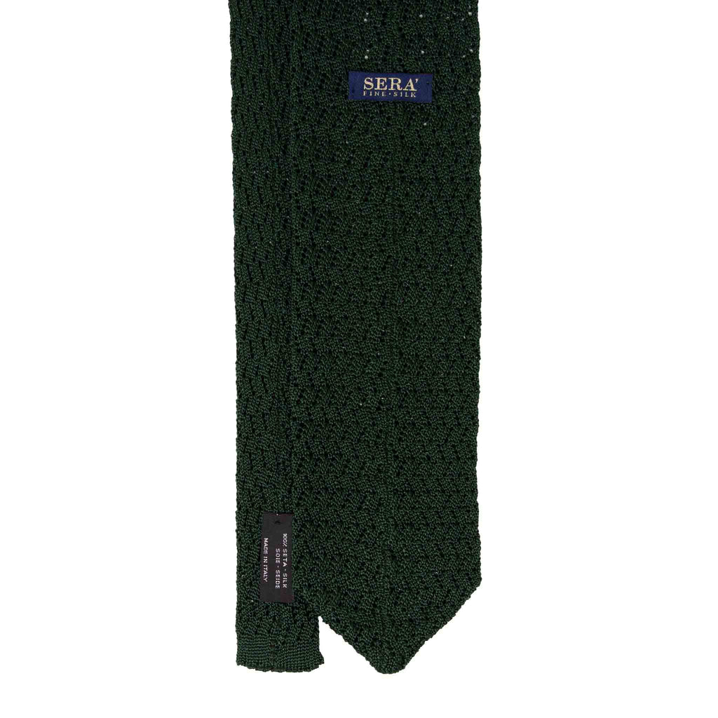 Forest Green Zig Zag V Point Knitted Tie - serafinesilk