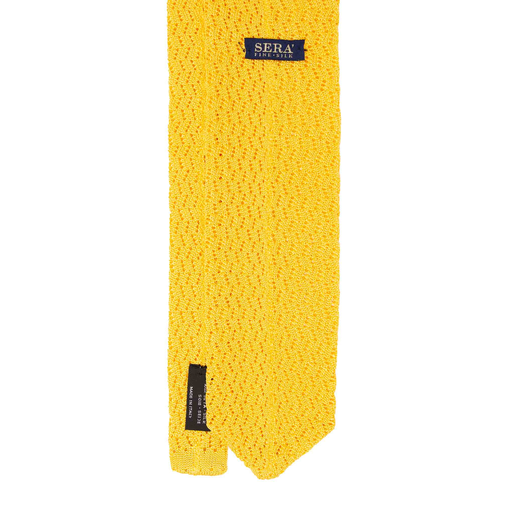 Yellow Zig Zag V Point Knitted Silk Tie - sera fine silk