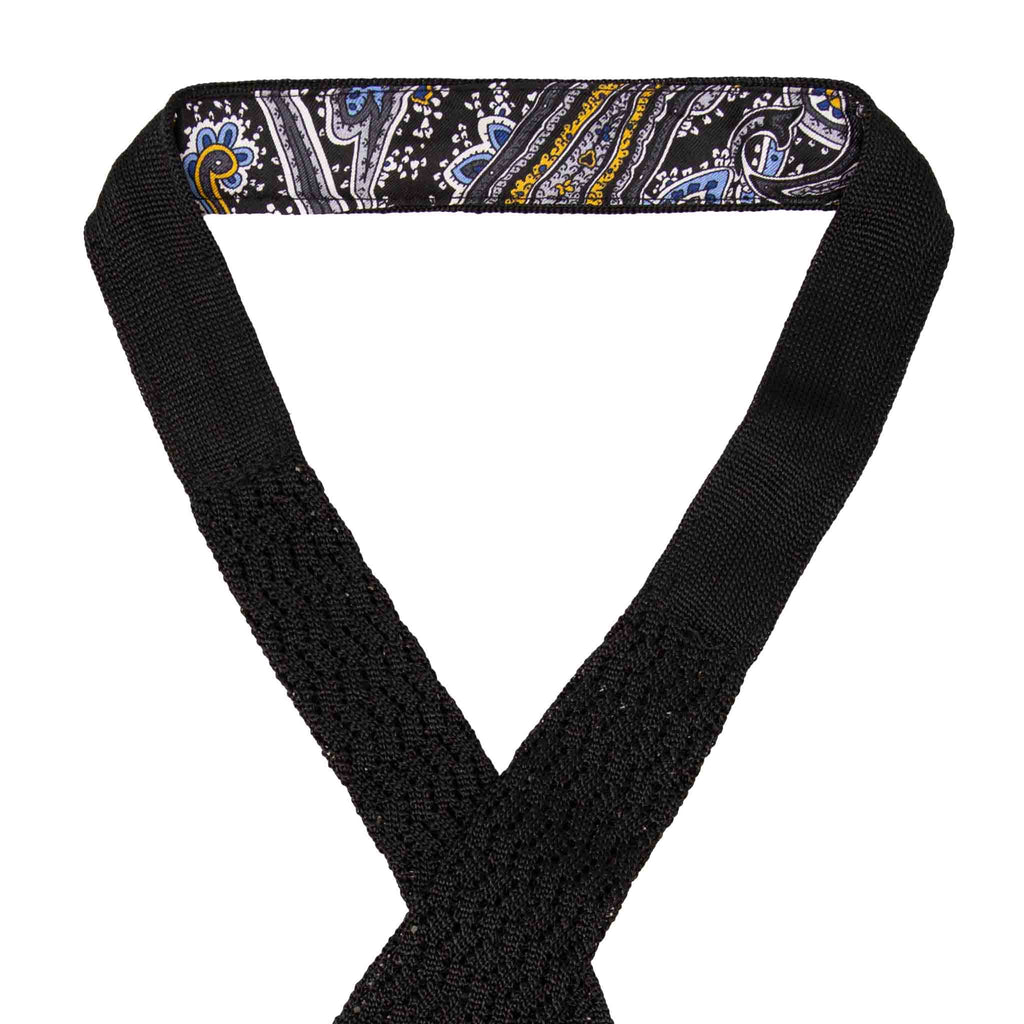 Black Zig Zag V Point Knitted Silk Tie Serà Fine Silk