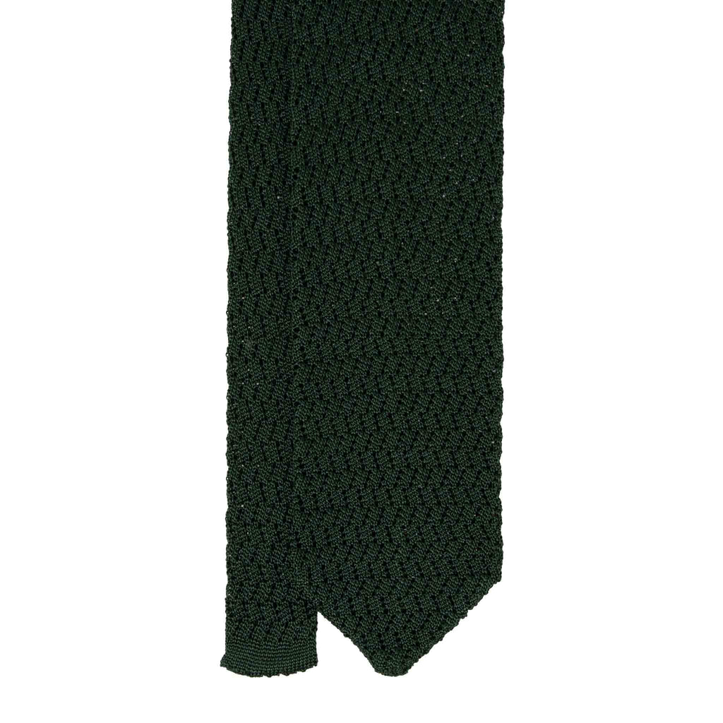 Forest Green Zig Zag V Point Knitted Tie - serafinesilk