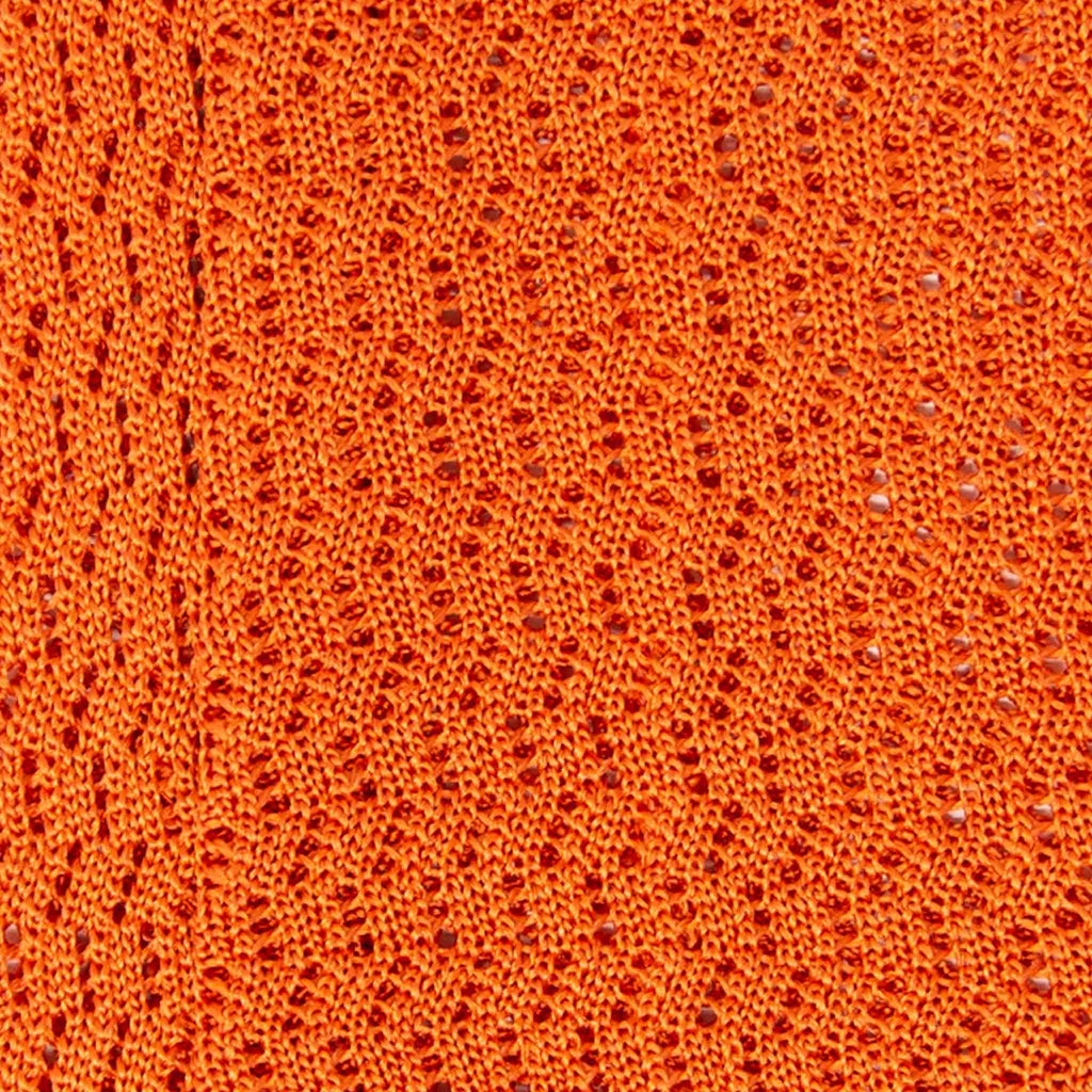 Orange Zig Zag V Point Knitted Silk Tie - sera fine silk