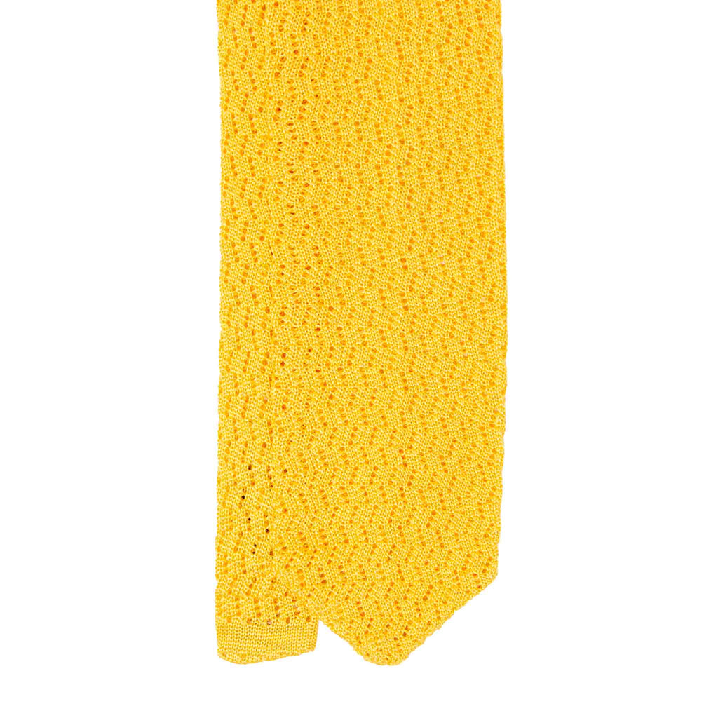 Yellow Zig Zag V Point Knitted Silk Tie - sera fine silk