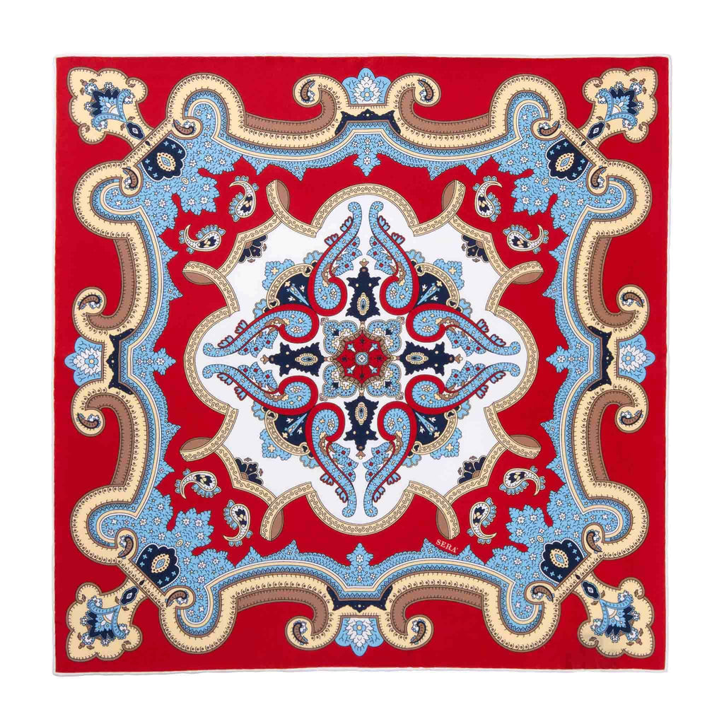 Gooseberry Etna Red Pocket Square Serà Fine Silk