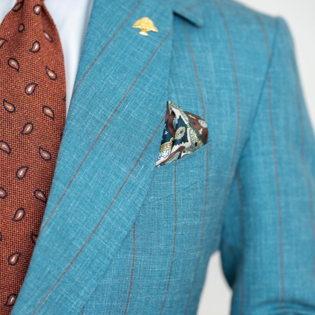 Almond Etna Brown Pocket Square Serà Fine Silk