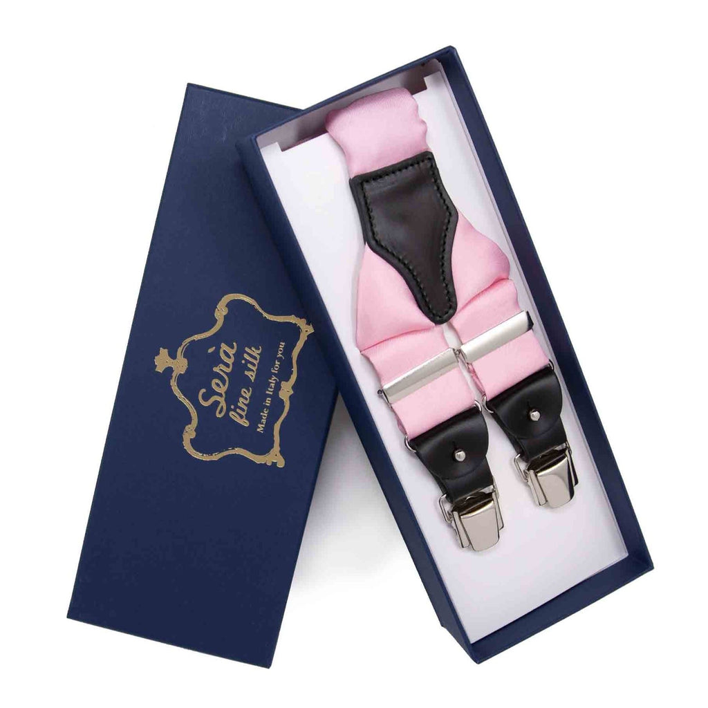 pink silk suspenders - serà fine silk