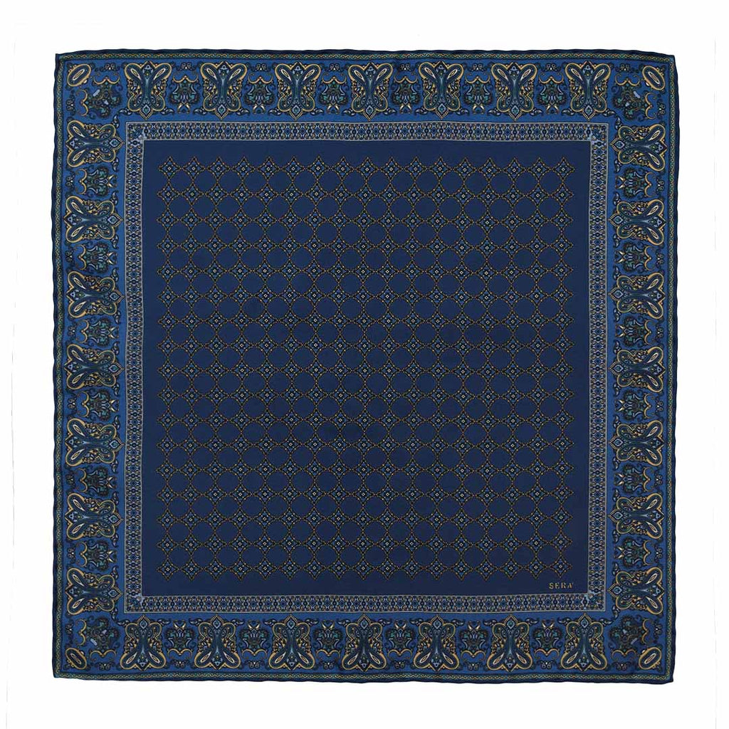Ravenna Blue Silk Pocket Square Serà Fine Silk