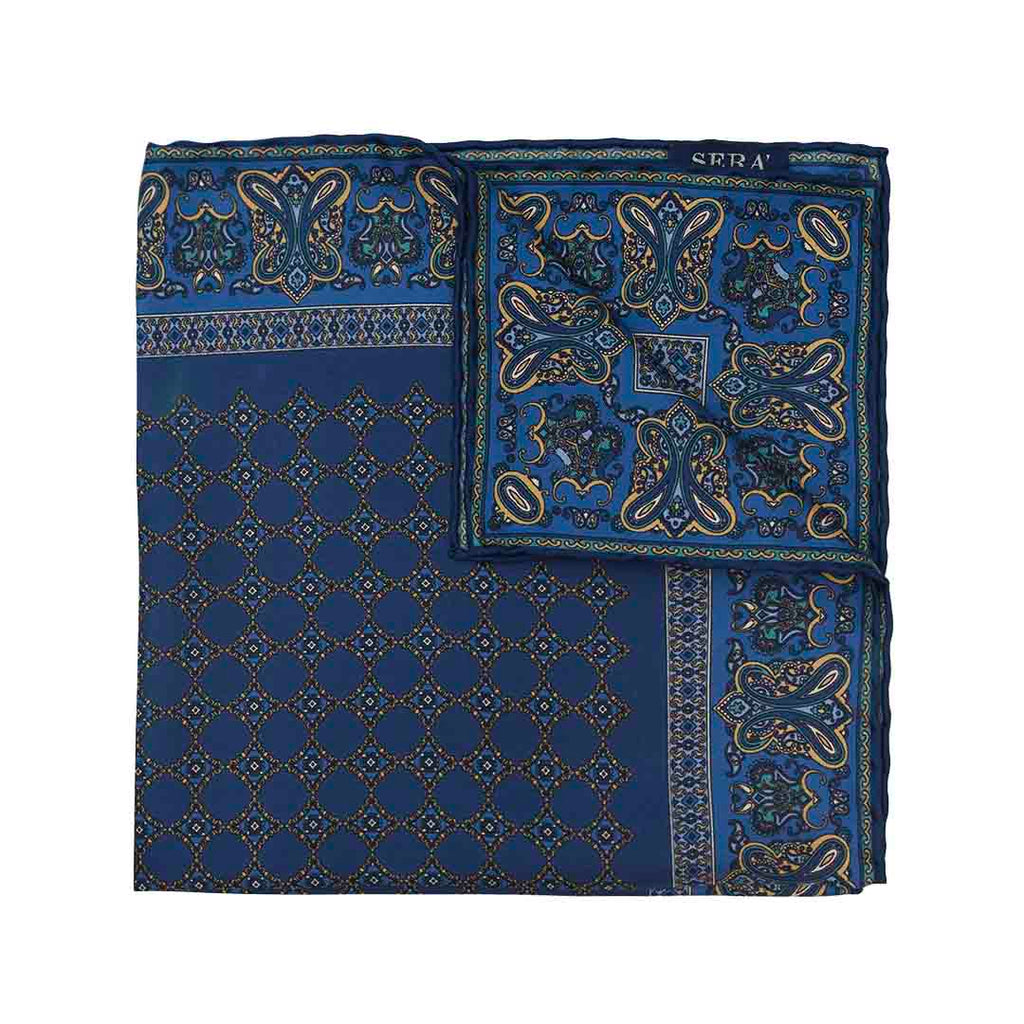 Ravenna Blue Silk Pocket Square Serà Fine Silk