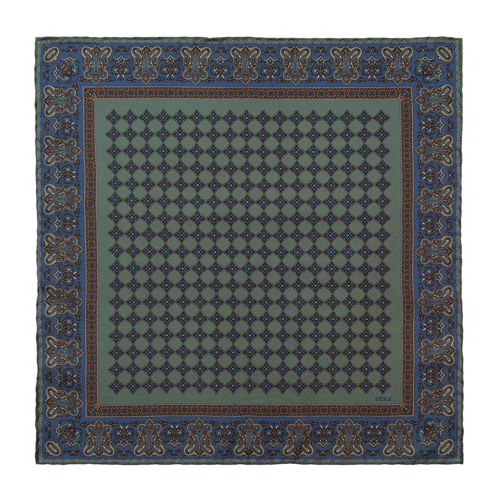 Ravenna Olive Green Silk Pocket Square Serà Fine Silk
