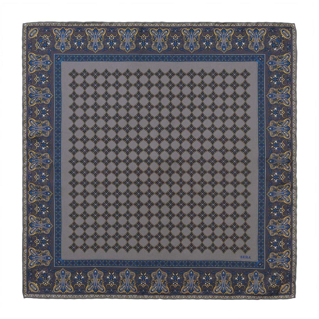Ravenna Grey Silk Pocket Square Serà Fine Silk