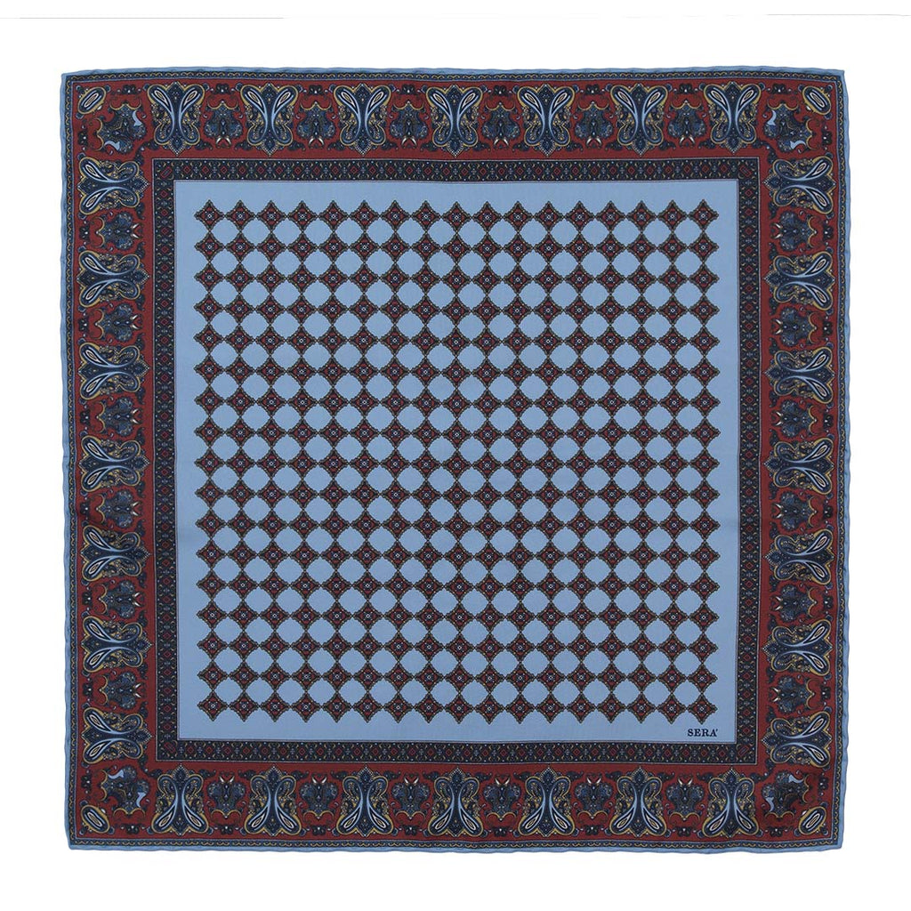 Ravenna Light Blue Silk Pocket Square Serà Fine Silk