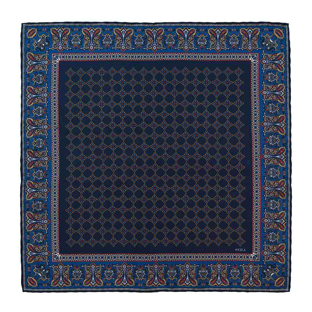 Ravenna Navy Silk Pocket Square Serà Fine Silk