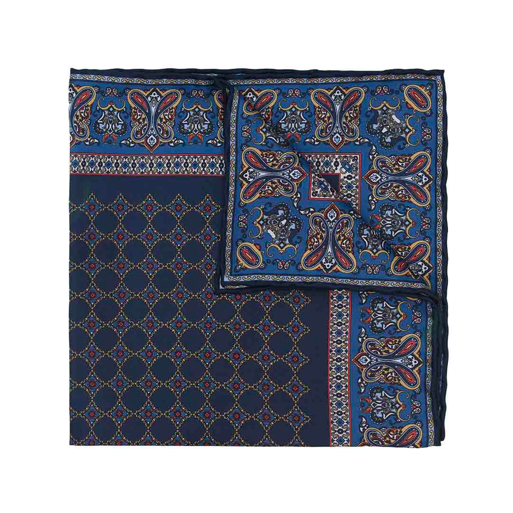 Ravenna Navy Silk Pocket Square Serà Fine Silk