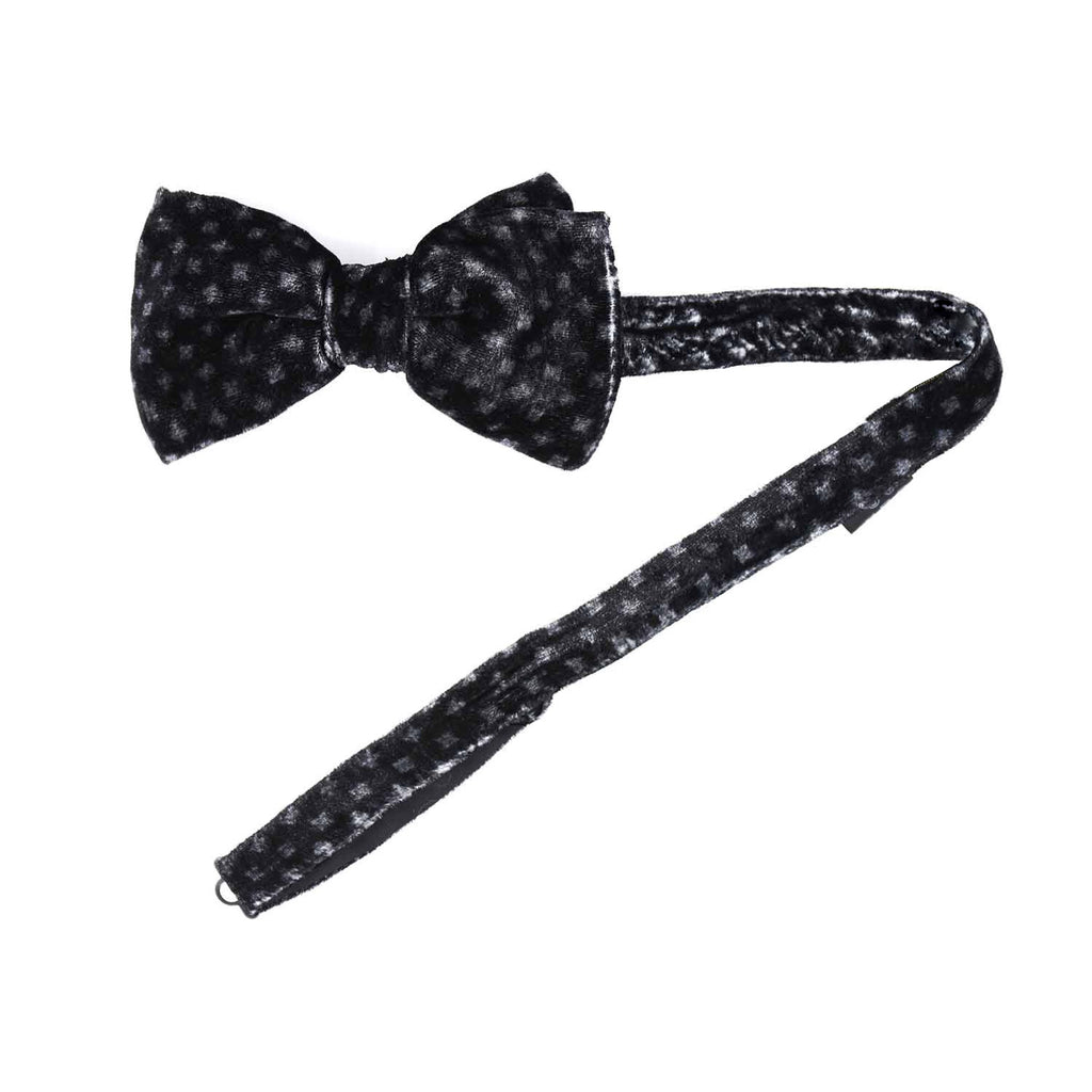 Black Pre-Tied Velvet Printed Bow Tie Serà Fine Silk