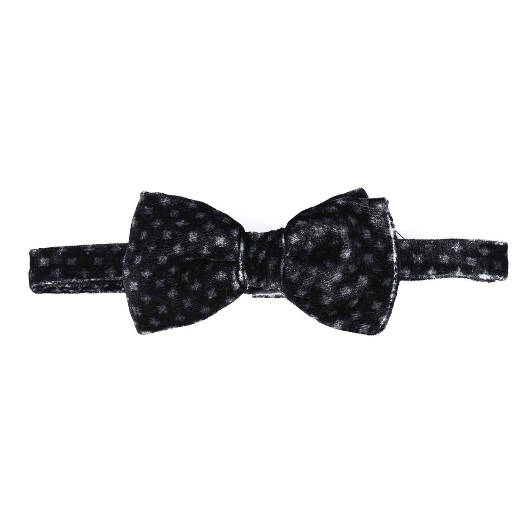 Black Pre-Tied Velvet Printed Bow Tie Serà Fine Silk