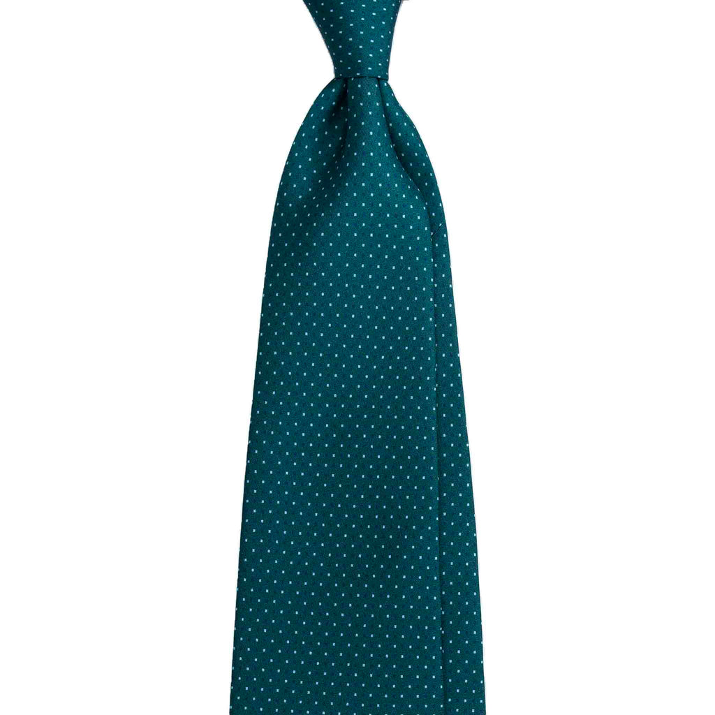 Forest Green Silk Tie with Micro Square Pattern Serà Fine Silk