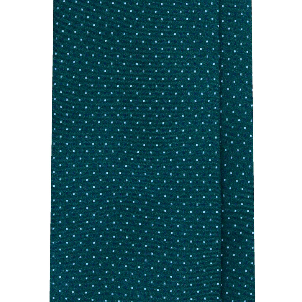 Forest Green Silk Tie with Micro Square Pattern Serà Fine Silk