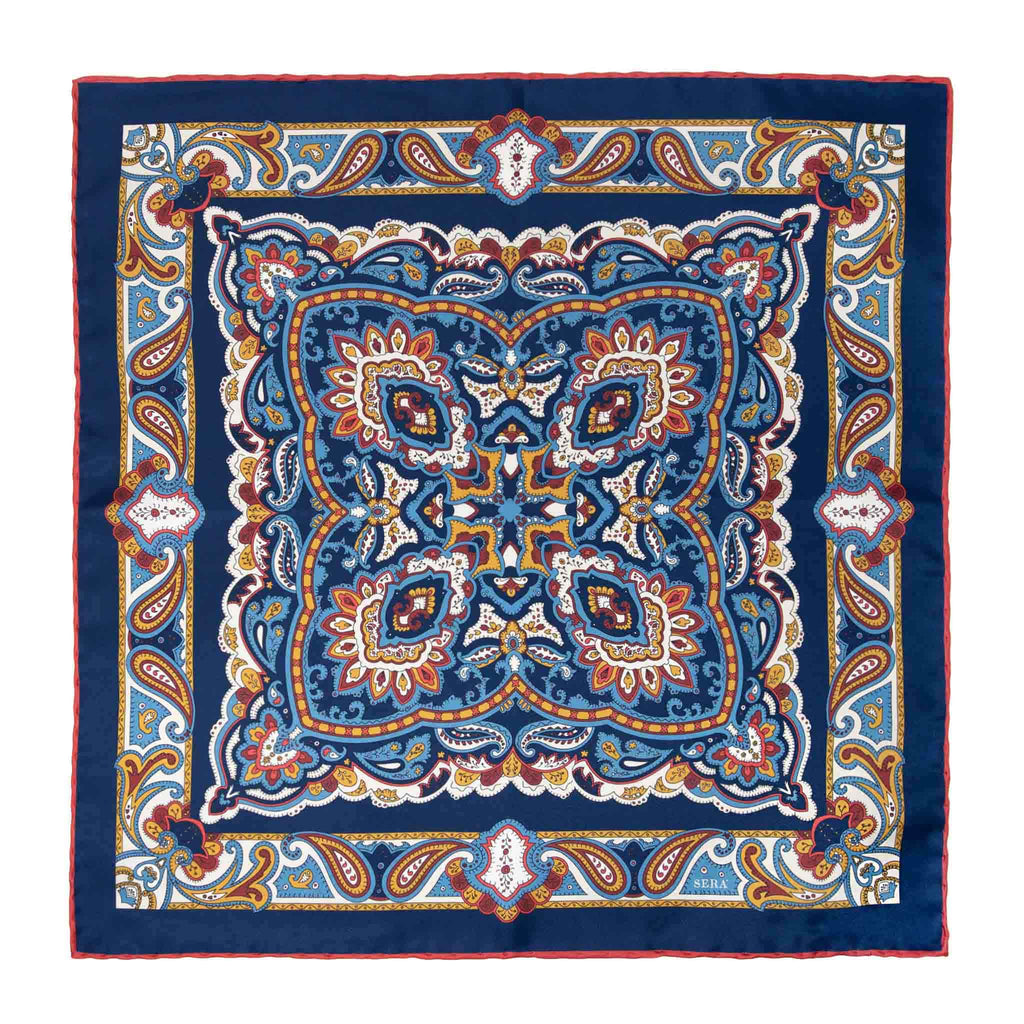 Mediterranean Blue Silk Pocket Square Serà Fine Silk
