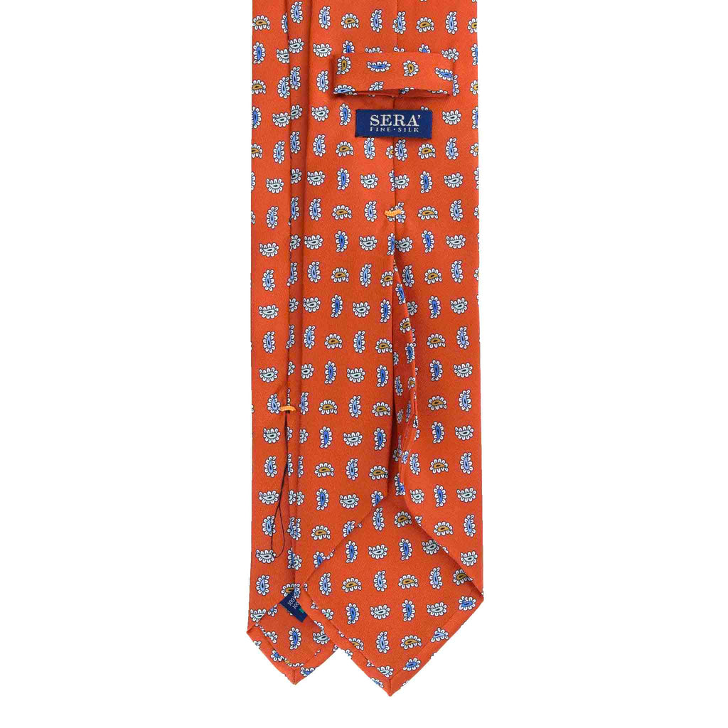 Orange Silk Tie with Colorful Paisley Pattern Serà Fine Silk