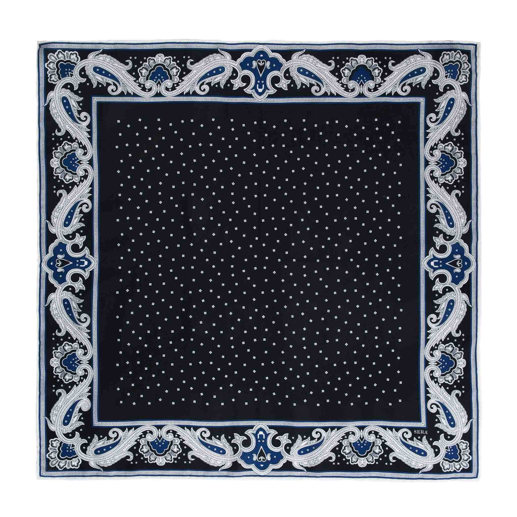 Black Cotton and Silk Bandana Serà Fine Silk