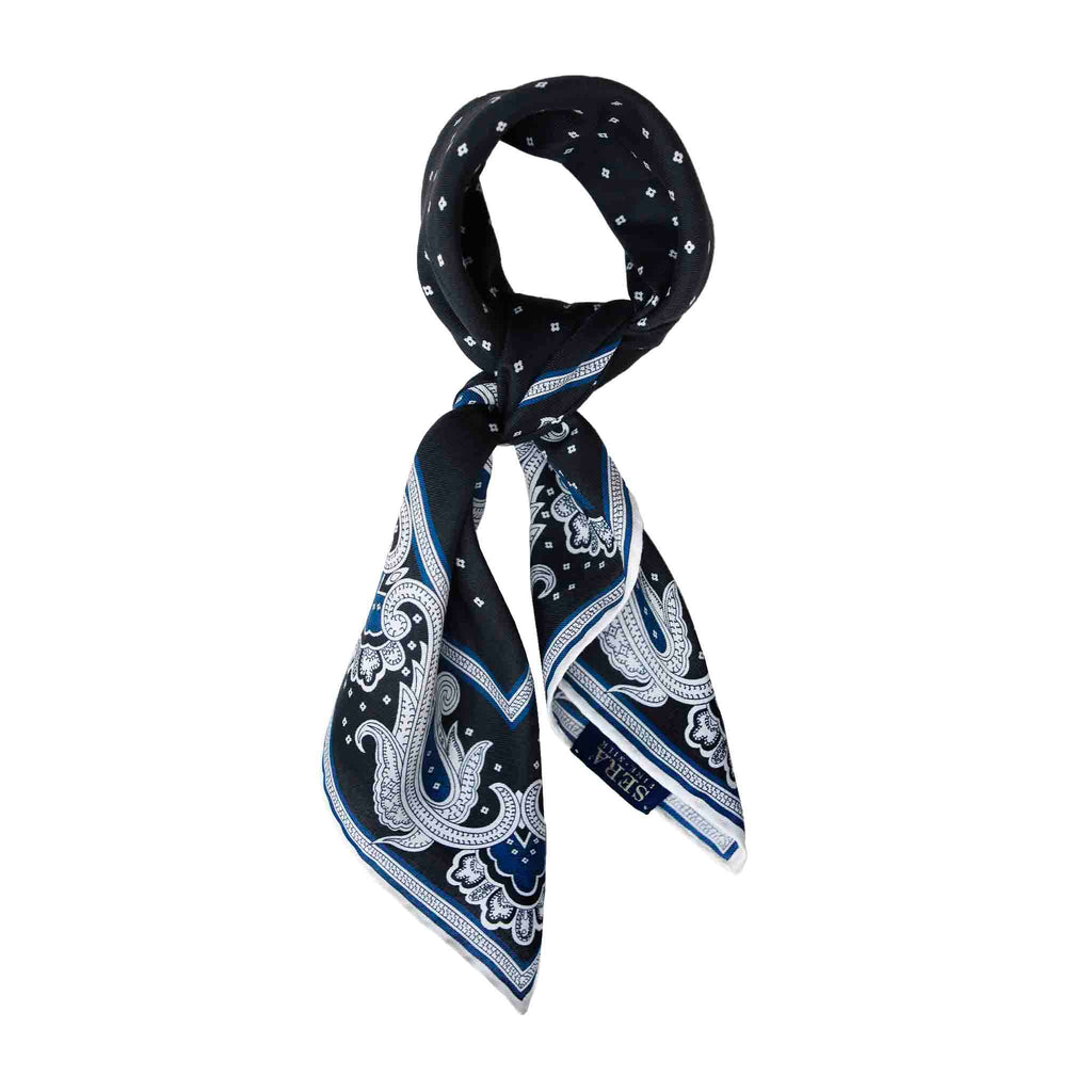 Black Cotton and Silk Bandana Serà Fine Silk