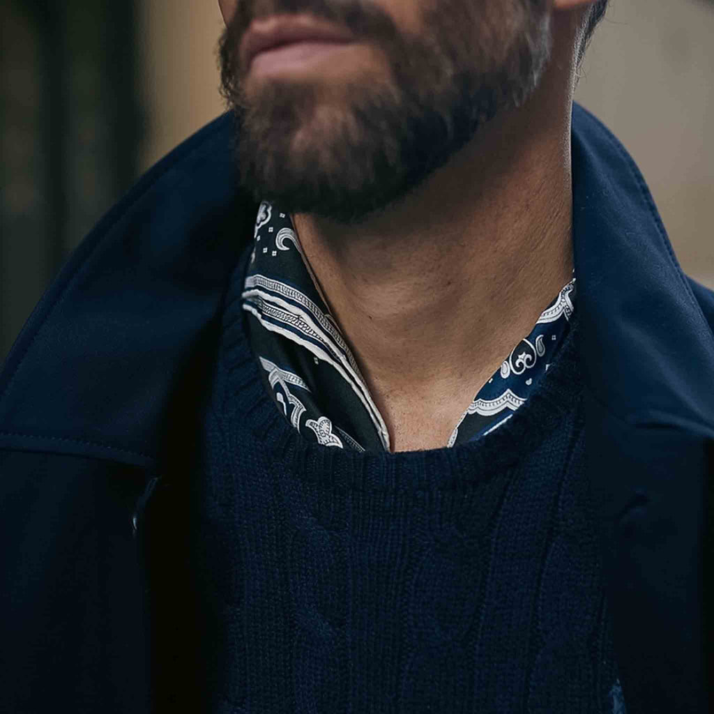 Black Cotton and Silk Bandana Serà Fine Silk