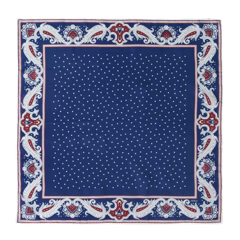 Blue Cotton & Silk Bandana Serà Fine Silk