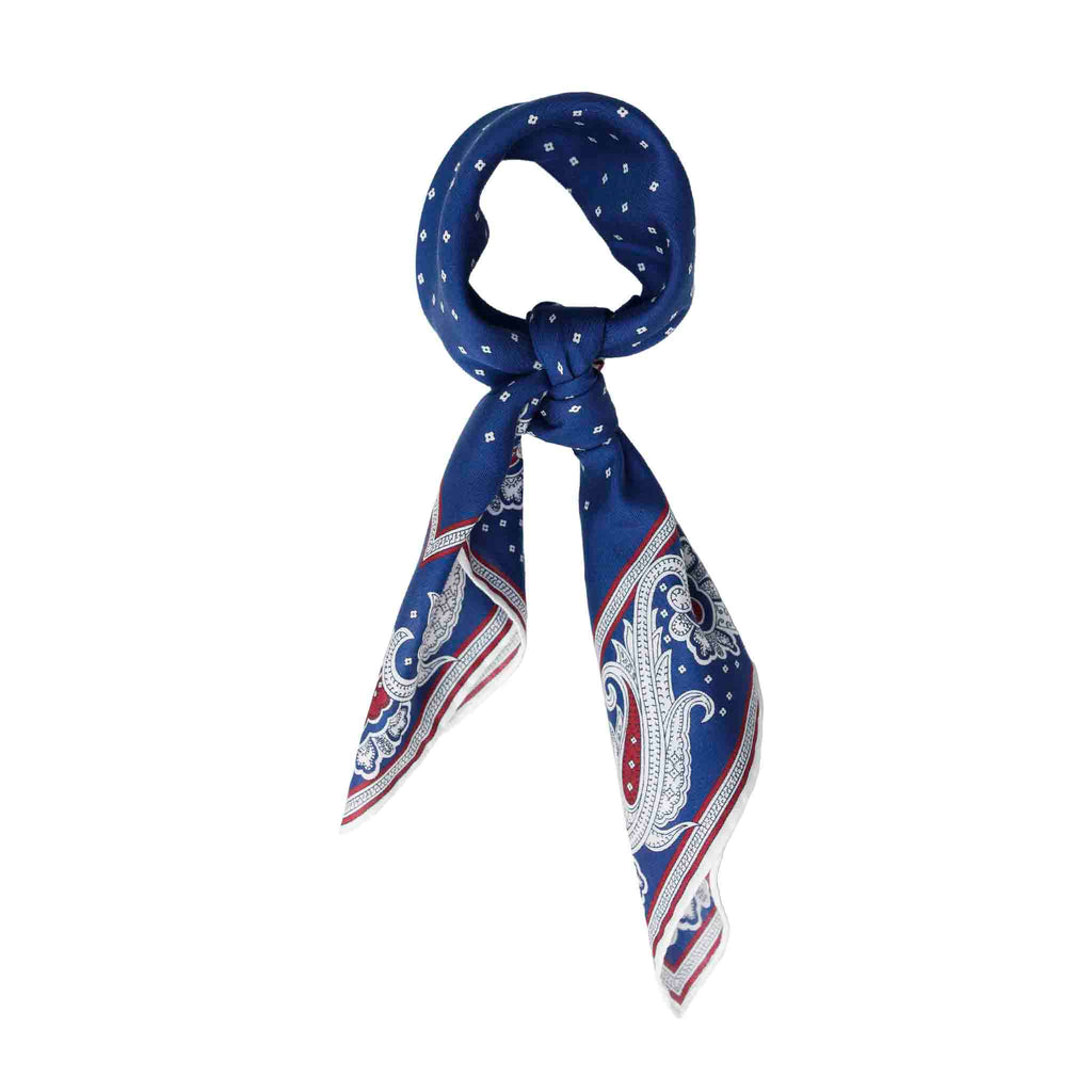 Blue Cotton & Silk Bandana Serà Fine Silk