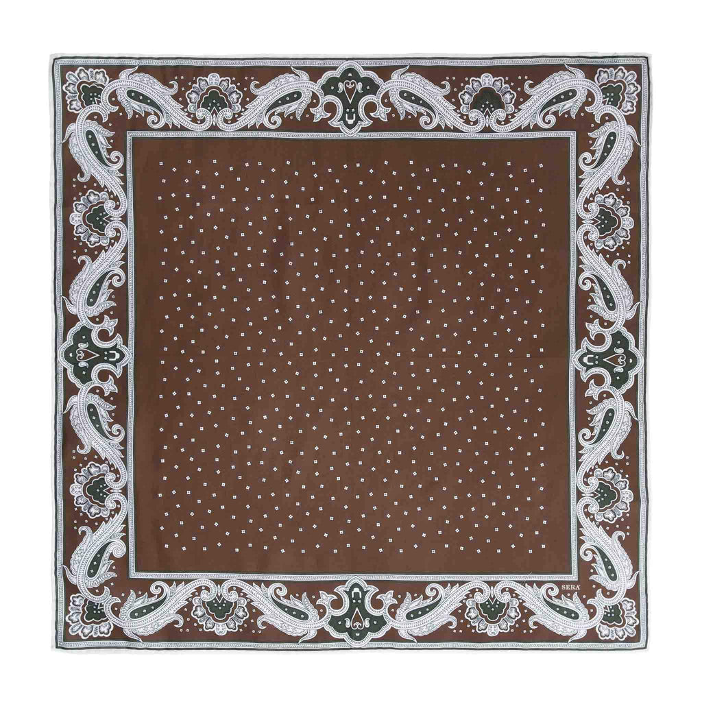 Brown Cotton & Silk Bandana Serà Fine Silk