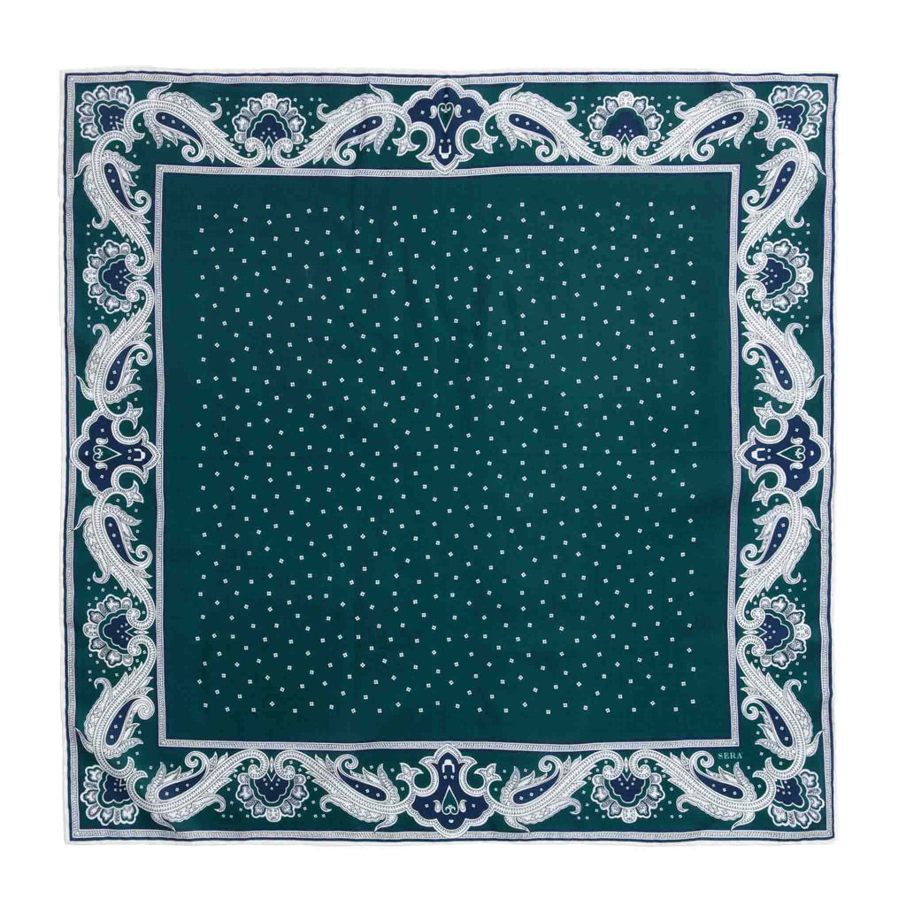 Green Cotton & Silk Bandana Serà Fine Silk
