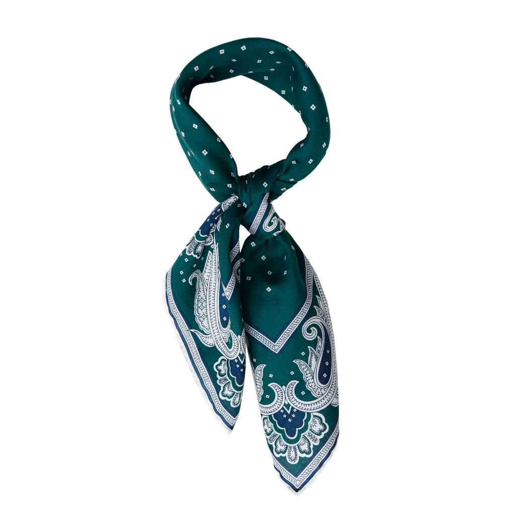 Green Cotton & Silk Bandana Serà Fine Silk