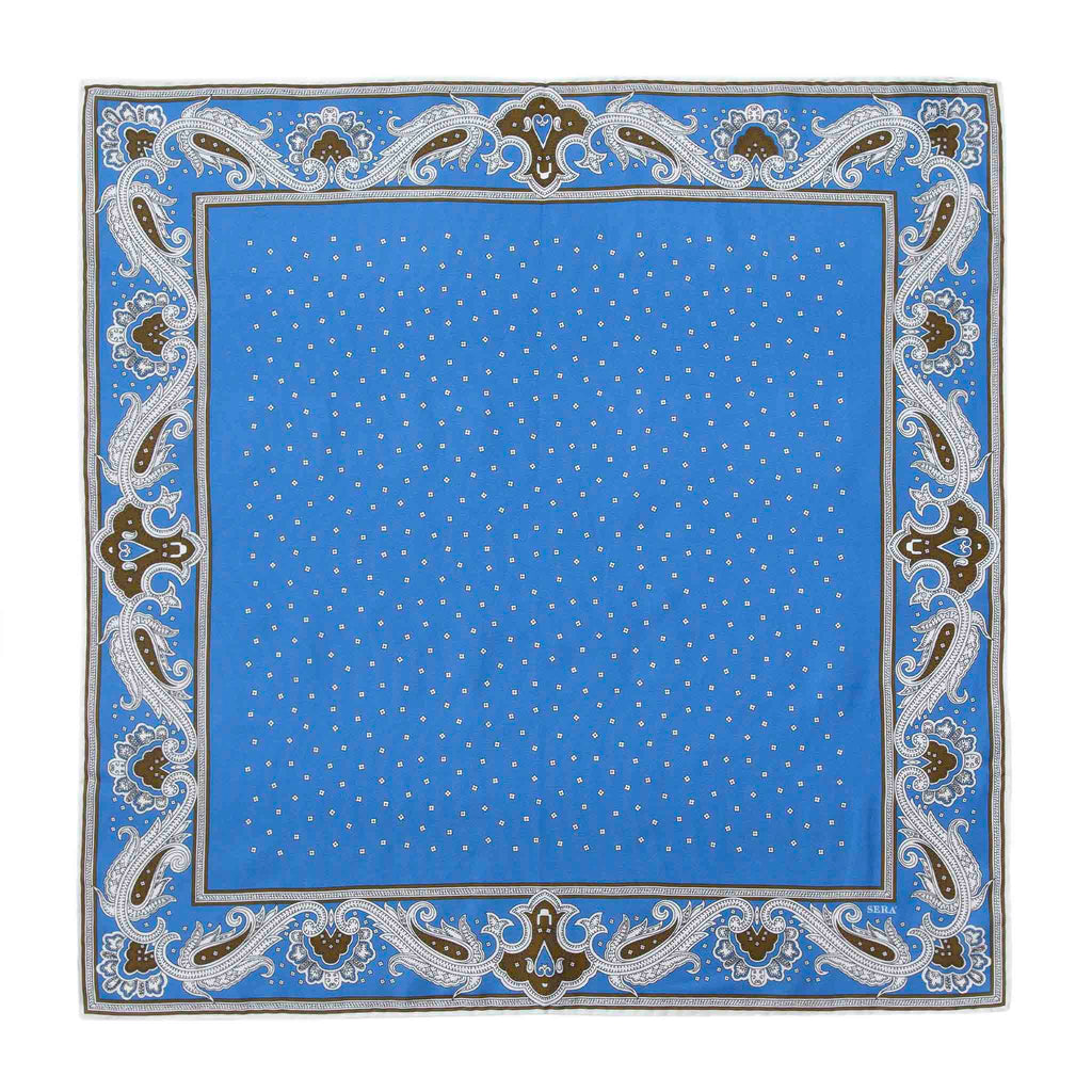 Light Blue Cotton & Silk Bandana Serà Fine Silk