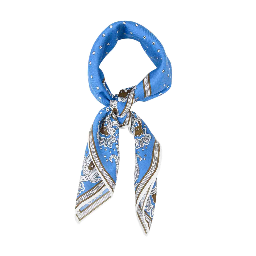 Light Blue Cotton & Silk Bandana Serà Fine Silk