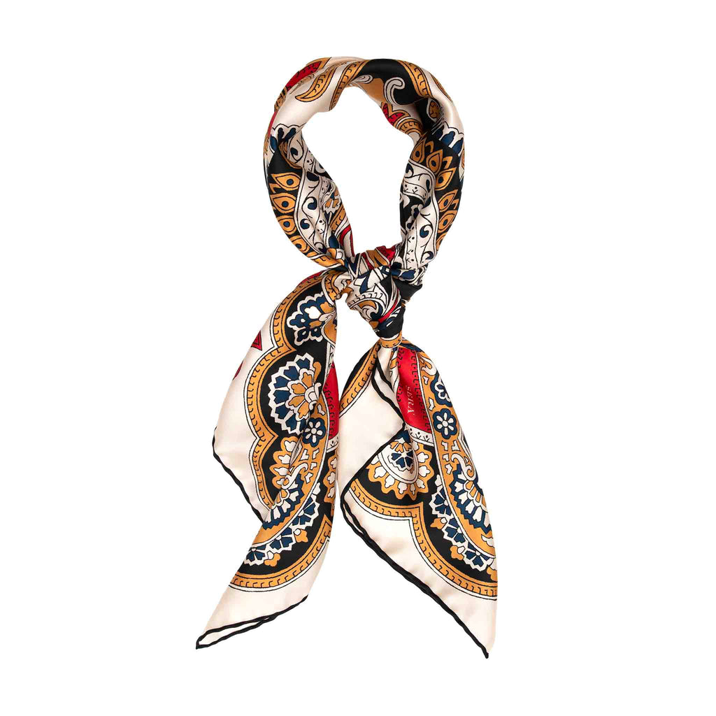 Beatrice White and Gold Silk Scarf Serà Fine Silk