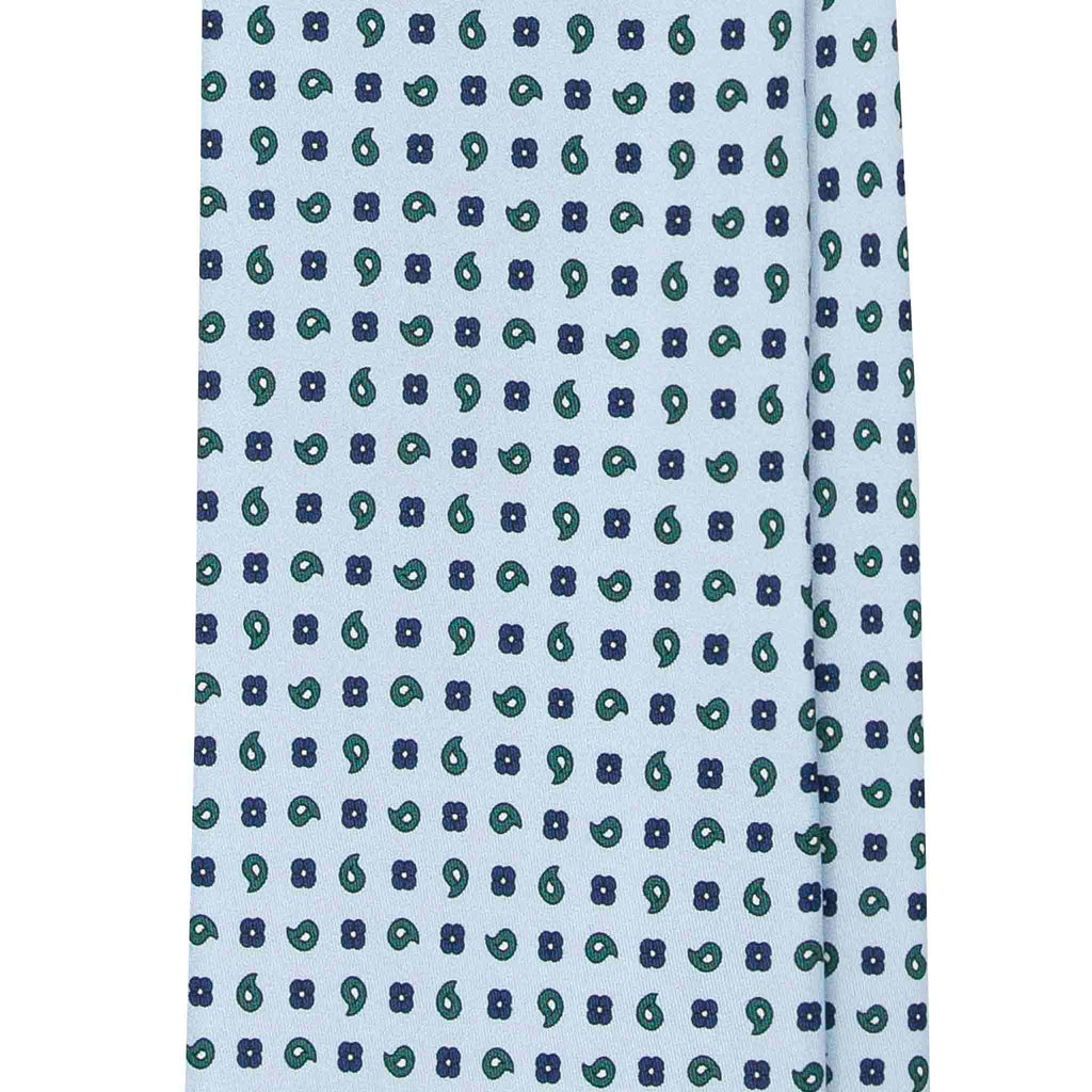 Light Blue Paisley Tie & Tosca Pocket Square Set Serà Fine Silk
