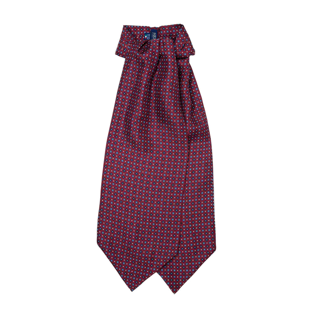 Burgundy Silk Ascot with Diamond Micropattern Serà Fine Silk