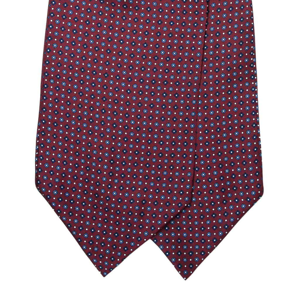 Burgundy Silk Ascot with Diamond Micropattern Serà Fine Silk
