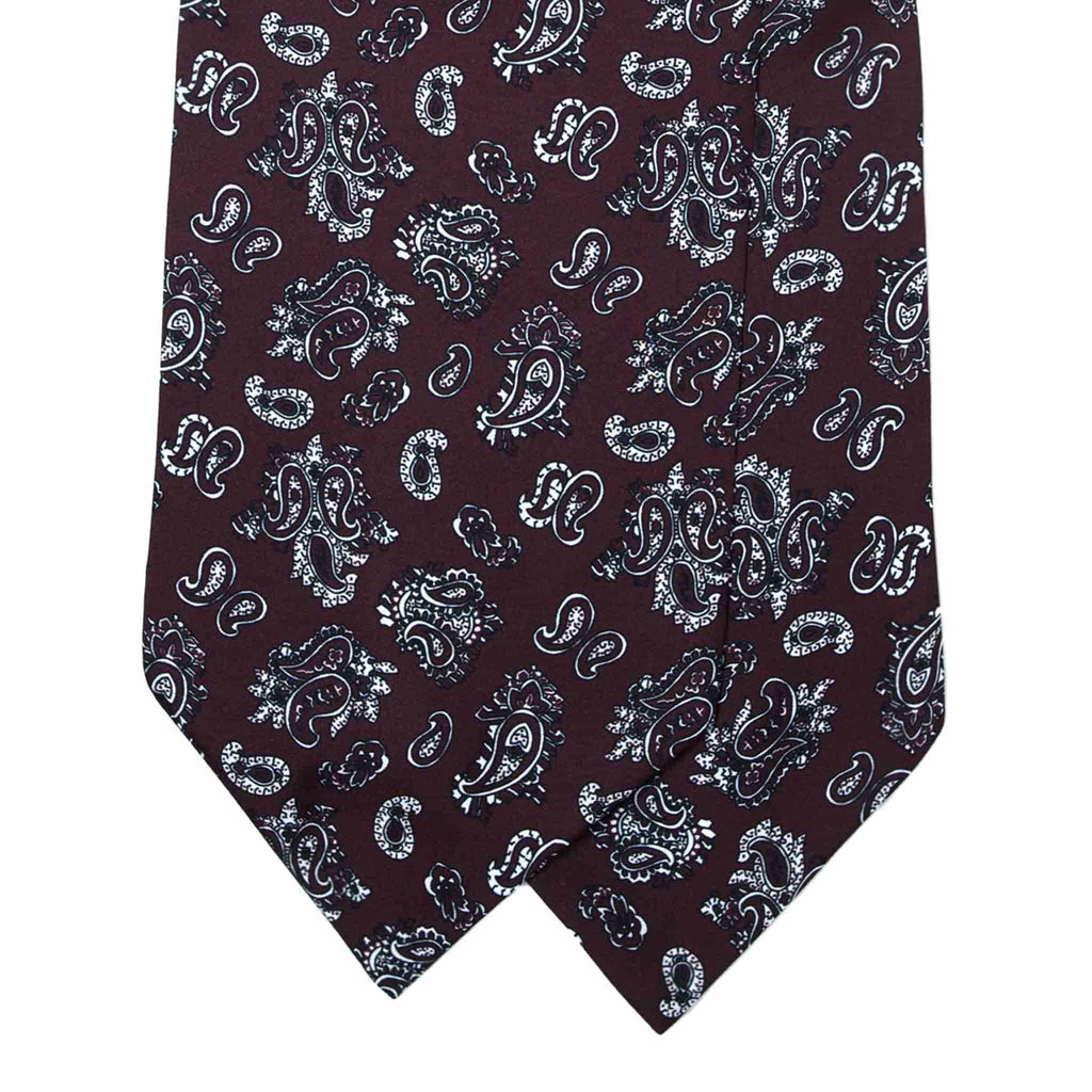 Burgundy Silk Ascot with Floral Paisley Serà Fine Silk