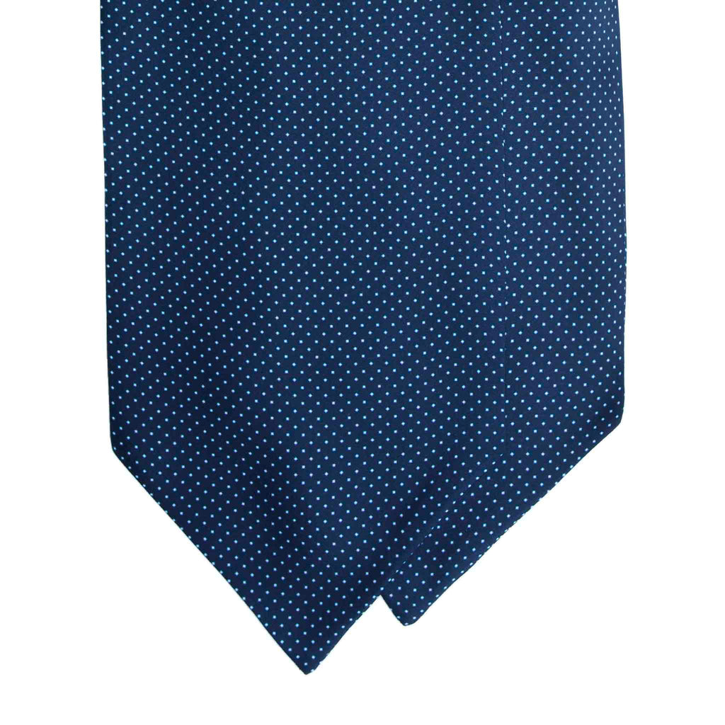 Navy Silk Ascot with Small Square Dots Serà Fine Silk